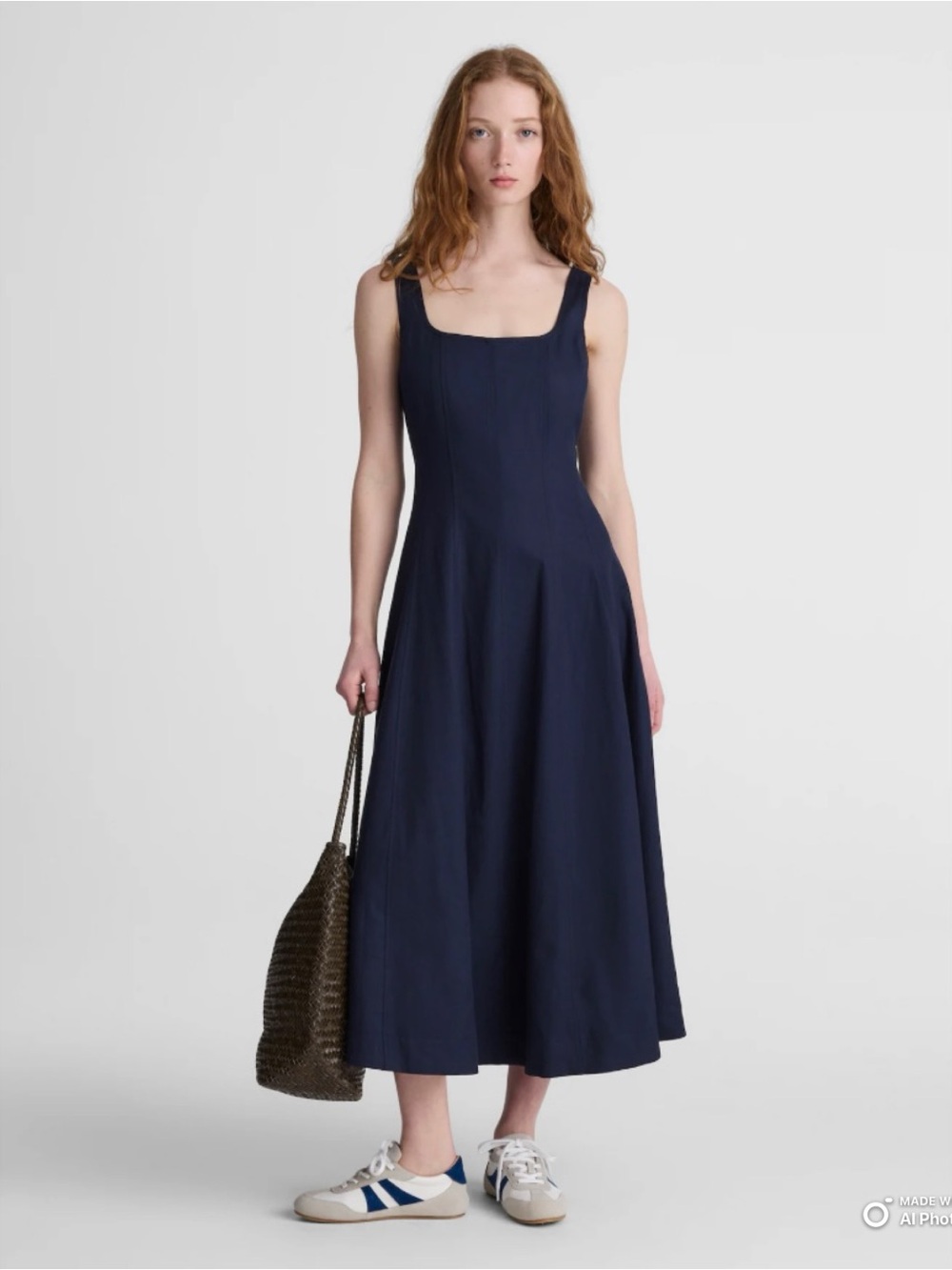 Madewell The Rylee Midi Dress in Classic Navy Blue Size 8 NWT